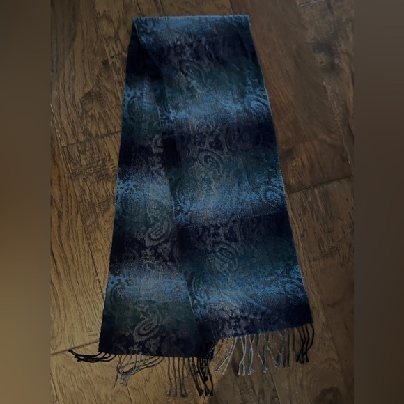 Cejon Made in Italy Blue / Dark Grey / Black Patterned Soft Scarf. 11.5 x 65 - Picture 1 of 2